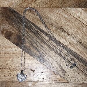 Signed Jacmel Cubic Zirconia 925 Silver Heart Pendant Necklace